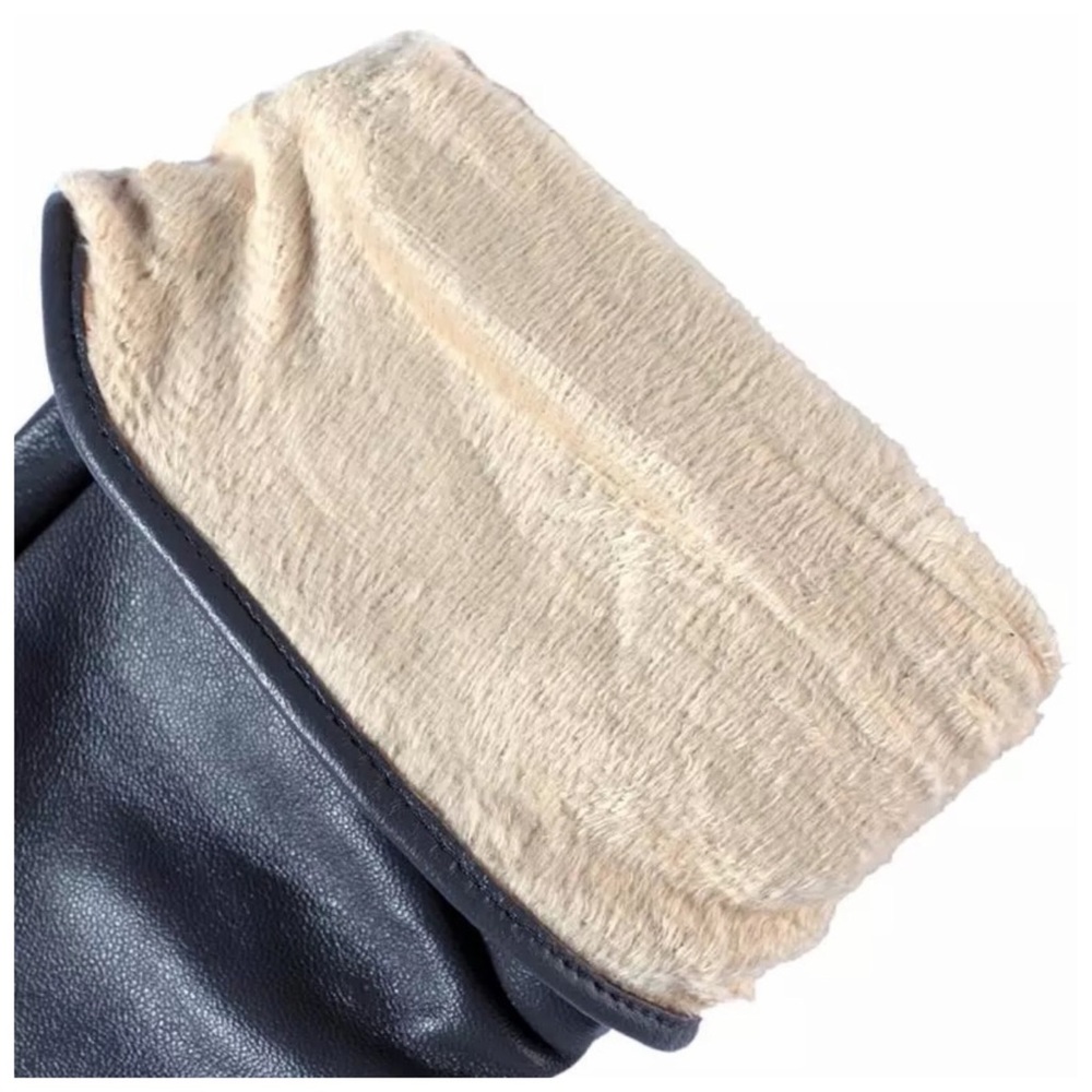 Gray Leather Ruched Cashmere Lined Gloves - Picture 7 of 7